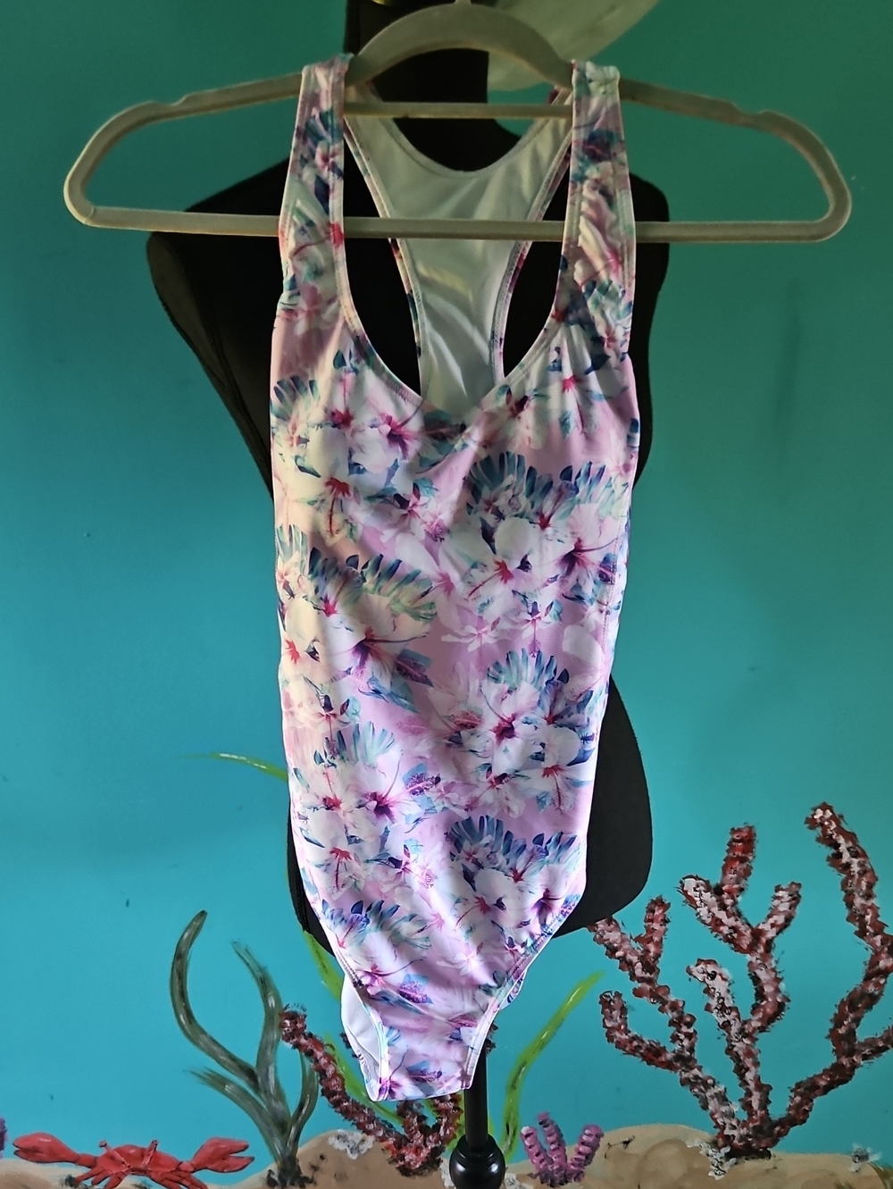 Nicole Miller Womens  Floral One-Piece Swimsuit - Pink